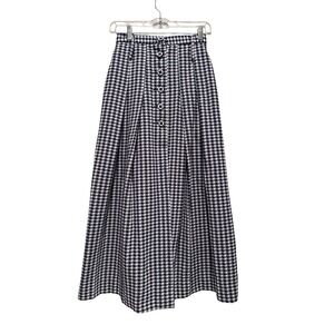 Junior House Vintage Houndstooth Plaid Maxi Skirt Size 24 Milkmaid Prairie